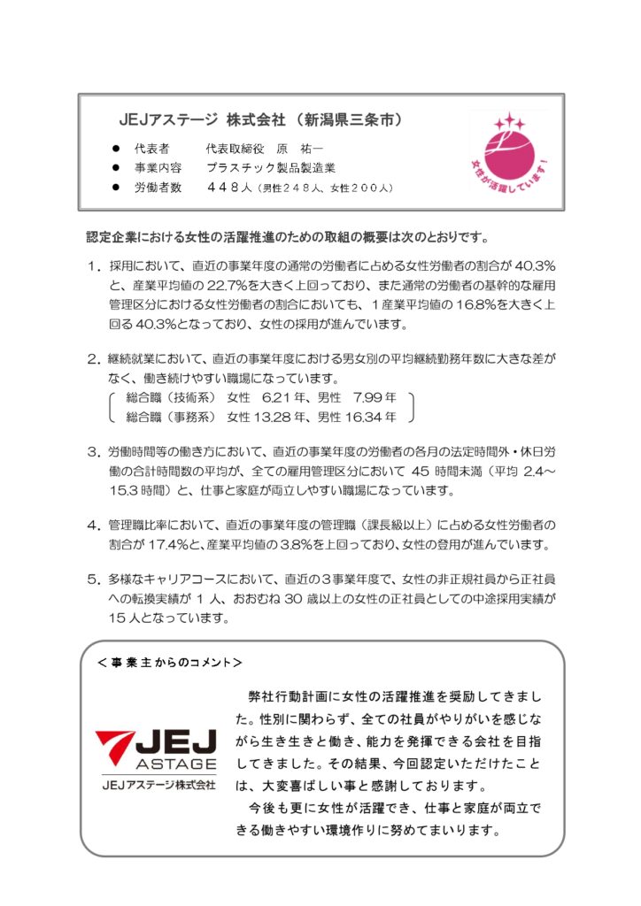 えるぼし認定（３段階目）